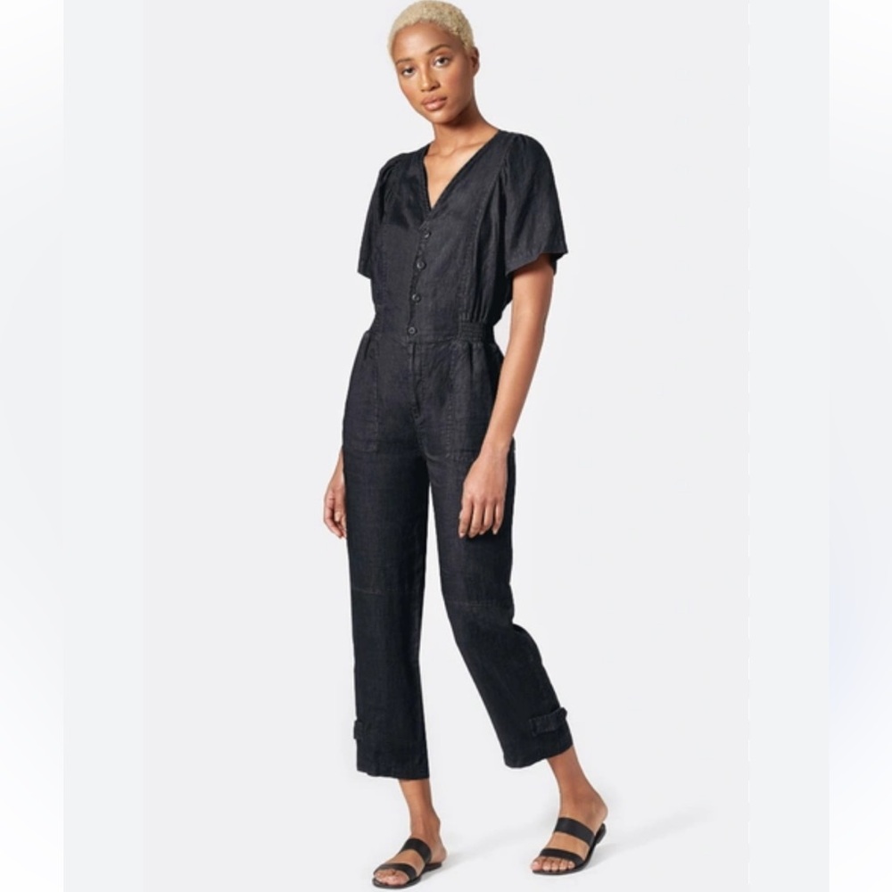 Joie Black Azita Surplice Linen 100% Linen Jumpsuit Size XS